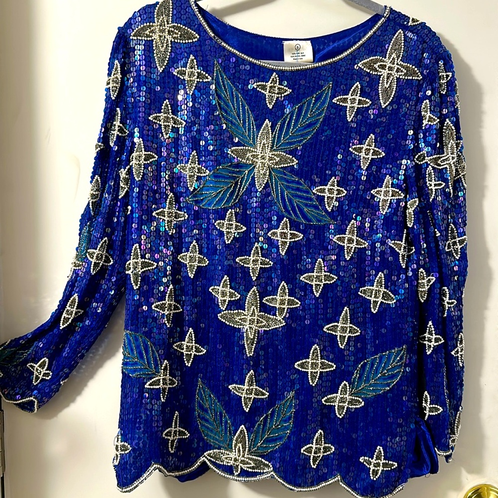 Vintage long sleeve sequin & bead top.